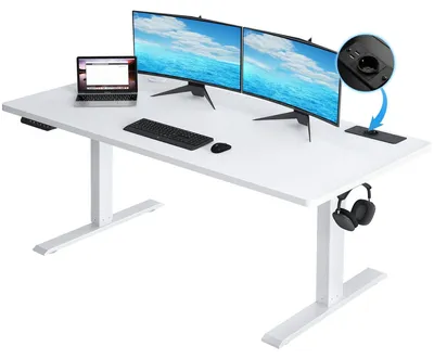Immagine prodotto di Scrivania regolabile in altezza - Scrivania alzatavola - Scrivania elettrica - Tavolo da lavoro - Scrivania per l'ufficio - 140x60 cm