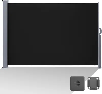 Immagine prodotto di Fiqops Tenda laterale da balcone estensibile Antracite Protezione solare Cassetta completa Schermo privacy Antracite 140*300cm