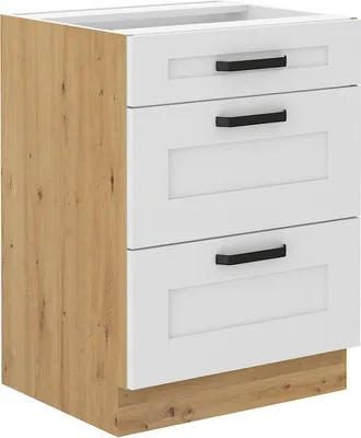 Produktbild von Schubladenschrank LAILI – Breite 60 cm, weiß / Eiche Artisan