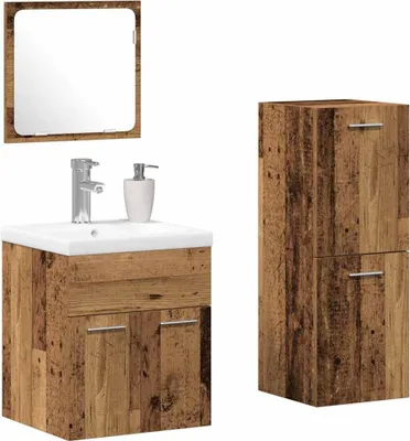 Immagine prodotto di vidaXL Set di mobili da bagno, 4 pezzi, legno massello riciclato e materiale composito di legno