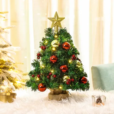 Produktbild von 40cm Mini Weihnachtsbaum mit 20 warmweiß LEDs 8 Licht Modi,Tannenbaum mit Stern-Baumspitze und Deko Batterie betrieben,Advent, Weihnachten