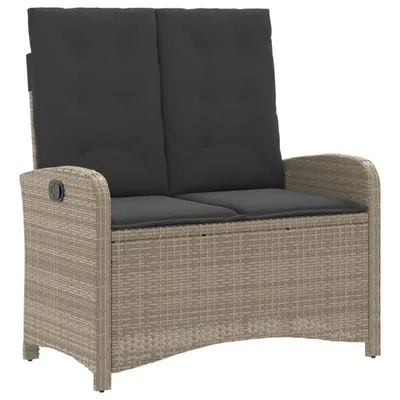 Produktbild von vidaXL Gartenbank Verstellbar mit Kissen Hellgrau Poly Rattan