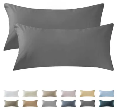 Zdjęcie produktu dla Poszewki na poduszki, satyna, 40x80 cm, bawełna, zestaw 2 sztuk, kolor antracytowy