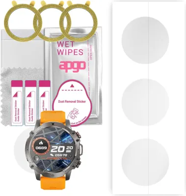 Produktbild von apgo 3 Stück Schutzfolie, klar, kompatibel mit Rubicon RNCF18 Smartwatch, Hydrogel Displayschutzfolie mit Positionierhilfe, Displayfolie, robust und kratzfest