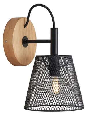 Produktbild von Spotleuchte Wandleuchte Retro Gitteroptik 1x E14 Schwarz-Holz 25W Briloner