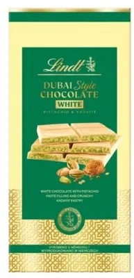Obrázek produktu pro Lindt LINDT Dubajská bílá čokoláda s pistáciemi 150 g