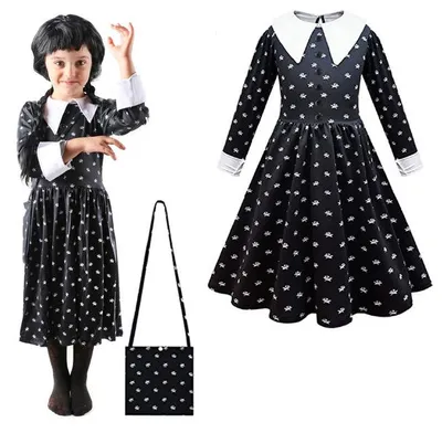 Immagine prodotto di Abbigliamento Per Bambini Wednesday Addams Mundur Halloween Carnevale 140