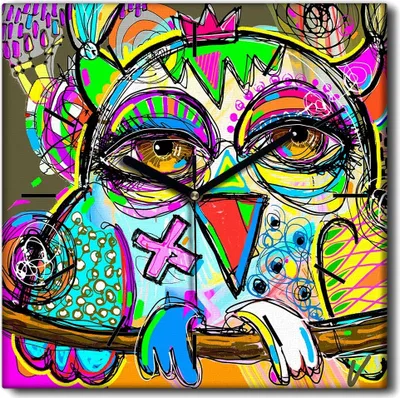 Produktbild von Coloray Uhr auf Leinwand 30x30 cm Wand Uhr Dekoration Wohnzimmer Segeltuch schwarze Hände -Abstraktion Kunstkunst