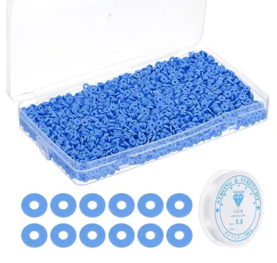 Image de Jeu de perles Heishi, 4000 pièces, bleu marine, 6 mm, en argile polymère, pour la fabrication de bijoux
