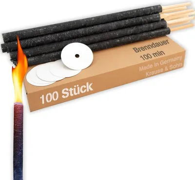 100 Stück 100 Min. Brenndauer Fackel 60cm lang gehobene Qualität Wachsfackel Fackelwanderung Hexenfeuer Grillparty Garten Deko