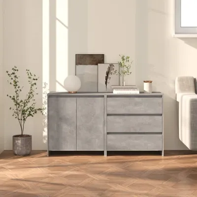 Productafbeelding van vidaXL 2-delig dressoir, betonkleur, houtvezel