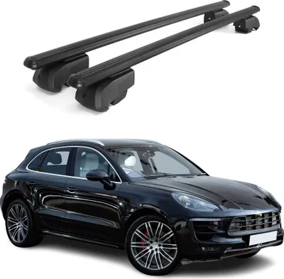 Zdjęcie produktu dla Poprzeczne relingi dachowe do Porsche Macan 2014–2023, aluminium w kolorze czarnym, z homologacją ABE