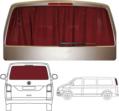 BREMER SITZBEZÜGE Zonwering Gordijnen Compatibel met VW T5 T6 T6.1 Caravelle Lange Wielbasis met Achterklep Bordeaux Camping Accessoires Camper Accessoires