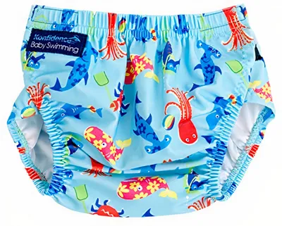 Produktbild von Konfidence Aqua Nappy Schwimmwindel Badewindel Babybadehose 3-30 Monate Characters Cyan