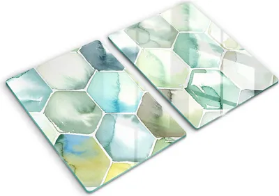 Produktbild von Glasschneideplatte - Herdabdeckplatte - 2x40x52 cm -Schneidebrett - Spritzschutz - Aquarellangriffen