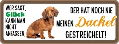 Produktbild von vianmo Holzschild 10x27 cm Dackel Hund gestreichelt Tier Haustier