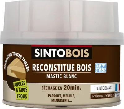 Image de Mastic à bois avec durcisseur angles/gros trous blanc 500ml - SINTO - 139791