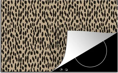 Produktbild von KitchenYeah© Herdabdeckplatte Pantherdruck - Schwarz - Braun - Muster - Polka dots , 76x51cm, Küche Deko, Glaskeramikkochfeld Herdabdeckung, Abdeckplatte fùr Kochfeld