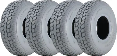 Produktbild von 330 x 100 Mobilitätsroller-Reifen, grau, Blockprofil, Luftreifen, spurlos, 400-5 (4er-Set)