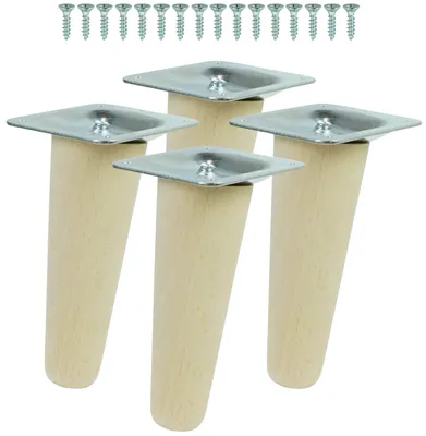 Produktbild von Schräge Buchenbein UNIQ 12 cm mit Montageplatte Rohbuche 4 Stück