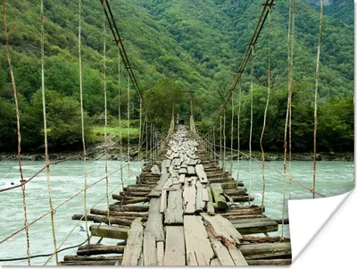 Produktbild von MuchoWow® Poster Brücke - Holz - Fluss 120x90 cm - Wandbild
