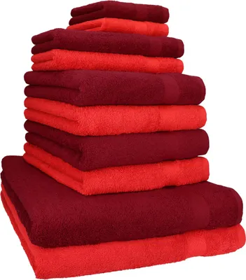 Produktbild von Betz 10-tlg. Handtuch-Set PREMIUM CLASSIC 2 Duschtücher 4 Handtücher 2 Gästetücher 2 Seiftücher  Farbe: rot & dunkelrot