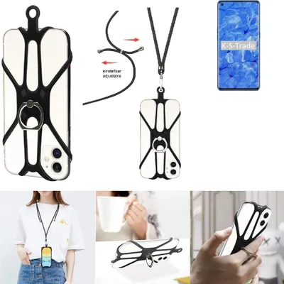 Produktbild von K-S-Trade 3in1 Handykette Handyband Handykordel Halsband Smartphone-Ring Handy-Ring kompatibel mit Oppo Reno6 Pro 5G Fingerhalterung Handyring