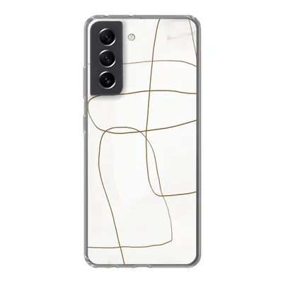 Produktbild von MuchoWow® Handyhülle Schutzhülle Hülle für Samsung Galaxy S21 FE Kunst - Braun - Weiß - Abstrakt Silikon Softcase Handy Hülle - Mobiltelefonhülle