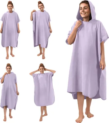 Produktbild von JEMIDI Badeponcho Unisex - Surf Poncho aus Mikrofaser - Tuch für Erwachsene - Bademantel für Damen und Herren - Badetuch mit Kapuze - schnelltrocknend