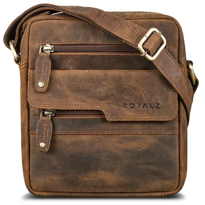 Produktbild von ROYALZ "Oregon" Leder Umhängetasche Herren Klein Männer Ledertasche Vintage Herrenhandtasche Moderne Schultertasche Messenger Bag Echtleder