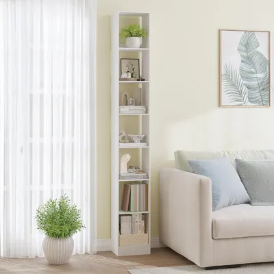 Immagine prodotto di Libreria a cubo, 7 ripiani, colore bianco, dimensioni 24 x 30 x 214 cm