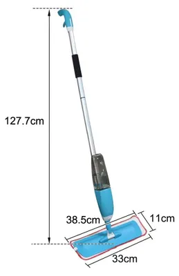 Produktbild von Bodenwischer mit Sprühfunktion - Spray Mop - 360° Drehkopf - Für Parkett Fliesen Laminat Küche - 500 ml Wassertank - Blau