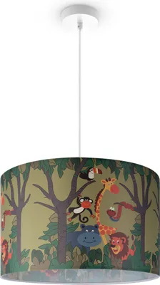Produktbild von Kinderlampe Deckenlampe LED Pendelleuchte Kinderzimmer Dschungel Tier-Motiv E27 Leuchten Farbe / Größe Grün (Ø45.5cm)