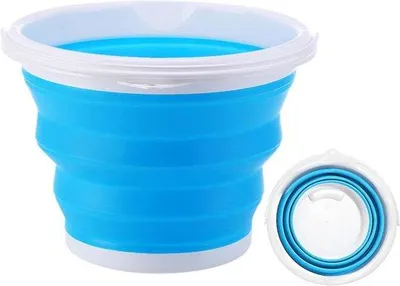 Image de Seau pliable – 10 L, pliable, avec poignées, pour le camping, la lessive, les vitres et l'extérieur (bleu)