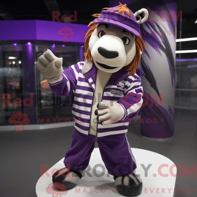 Produktbild von Lila REDBROKOLY Zebra-Maskottchen-Kostüm mit Bomberjacke und Beanies