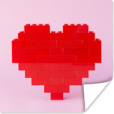 Produktbild von MuchoWow® Poster Herz - Bausteine - Rot 50x50 cm - Wohnzimmerdekoration