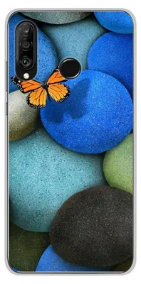 Image de 1001Coques - Coque silicone compatible avec Huawei P30 Lite - Motif papillon galet bleu - Design original imprimé en France