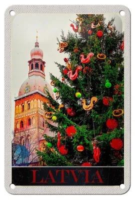 Produktbild von Blechschild Reise 12x18cm Lettland Europa Weihnachten Winter Schild