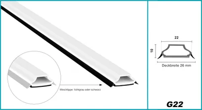 Produktbild von Glassprossen PVC weiß 1-2m - Weichlippen grau & schwarz, selbstklebend - HJ