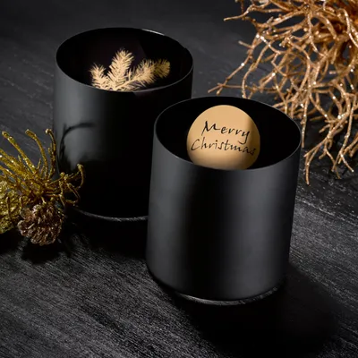 Produktbild von Windlicht Windlichter schwarz gold Kerzenhalter Silva 410 ml Kristallglas für Weihnachten 2er Set Bohemia Crystalex