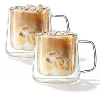 Image de Ensemble de 2 verres pour latte macchiato, 400 ml, à double paroi avec anse