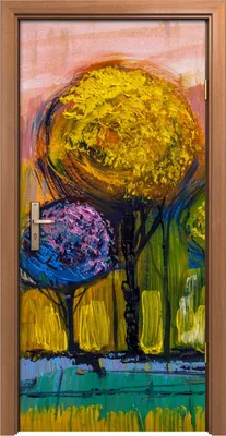 Produktbild von Türposter 90x200 cm Türaufkleber Türtapete Türfolie Klebefolie Herbst Malerei Bäume künstlerisch