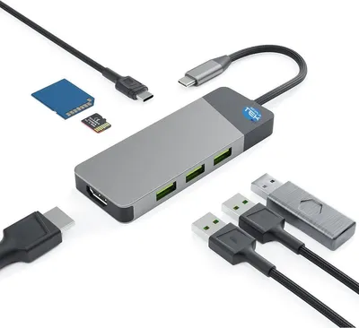 Productafbeelding van Green Cell HUBGC01, USB Type-C, HDMI, USB 3.2 Gen 2 (3.1 Gen 2) Type-A, USB 3.2 Gen 2 (3.1 Gen 2) Type-C, MicroSD (TransFlash), SD, 5000 Mbit/s, 60 Hz, 3840 x 2160