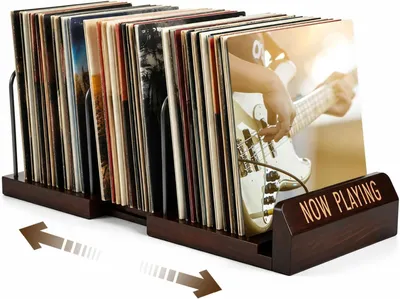 Produktbild von Vinylhalter Holz 30-70 Platten, verstellbar, für Wohnzimmer