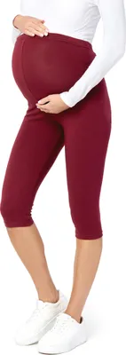 Image de Leggings de grossesse 3/4 en coton Be Mammy BE20-229 (bordeaux, M)