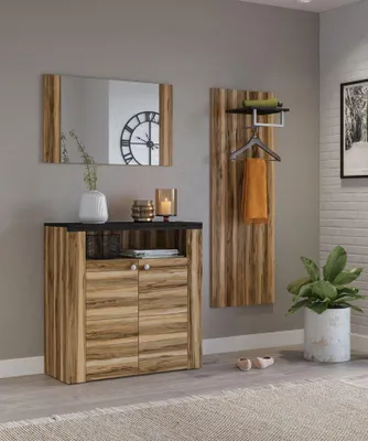 Obrázek produktu pro Stěna do předsíně se zrcadlem LEONOR 2 - satin nussbaum / touchwood