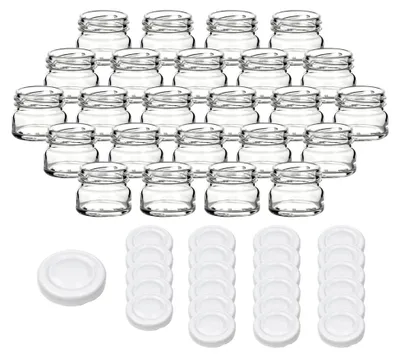 Produktbild von 24er Set Einmachgläser 30 ml Mini mit Schraubdeckel - Runde Gläschen zum Einwecken, für Marmelade, Gewürze