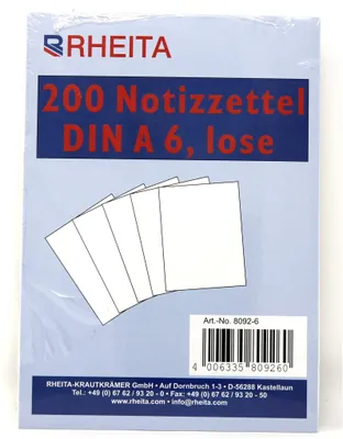 Produktbild von Rheita Notizzettel, A6, weiß, 200 Blatt, 80 g/m²