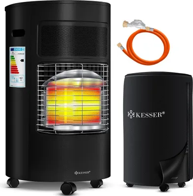 Immagine prodotto di Riscaldatore a gas KESSER® in Vetroceramica da 4200 Watt, con regolatore di pressione del gas e tubo flessibile - Stufa a gas con copertura protettiva, bruciatore a infrarossi in Vetroceramica, bombole di gas butano o propano