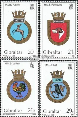 Produktbild von Briefmarken Gibraltar 1984 Mi 481-484 (kompl.Ausg.) postfrisch Schiffswappen